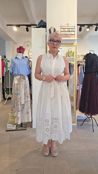 Abito in cotone con pizzo sangallo