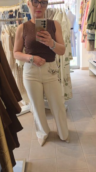 Jeans boho caviglia larga e ricami