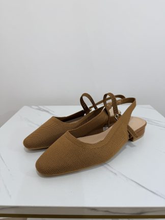 Slingback tessuto tacco basso