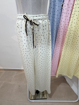 Pantalone tessuto tecnico stampa cuoricini