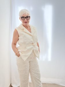 Pantalone dritto tessuto testurizzato